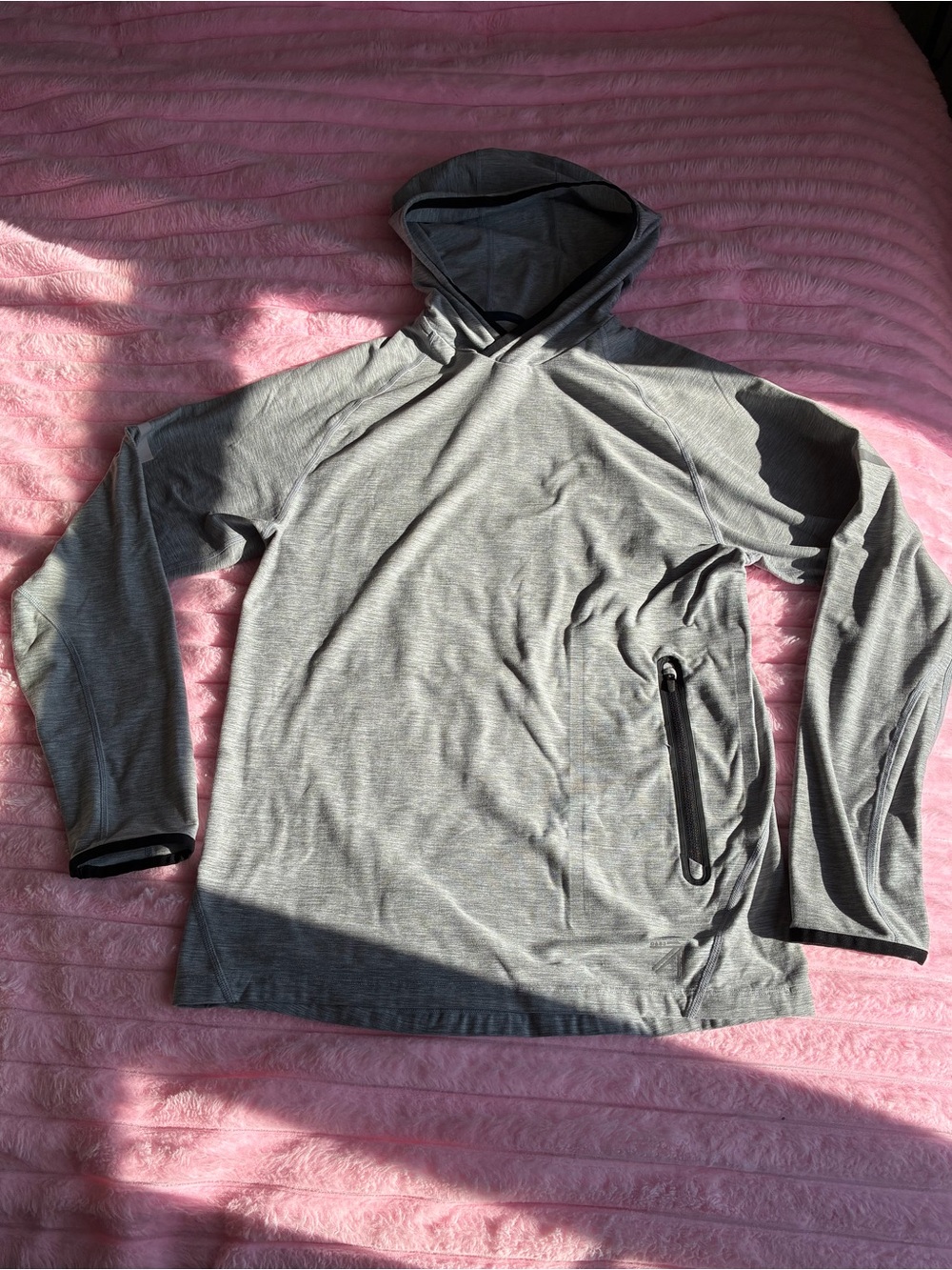 New Balance Gray Performance Running Hoodie Pullover Reflective Detail